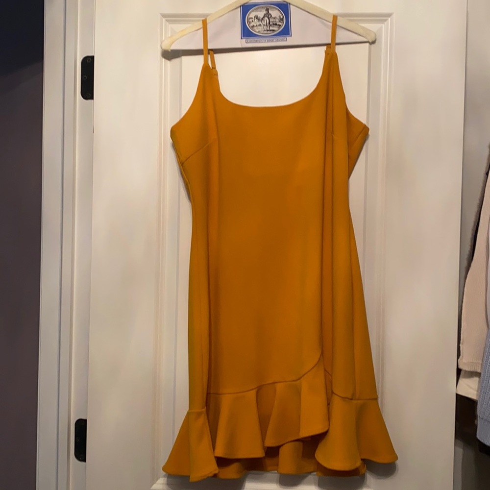 Mustard ruffled dress